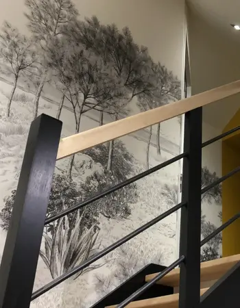 papier peint panoramique dans cage d'escaliers