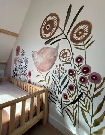 papier peint panoramique dans chambre de petite filles
